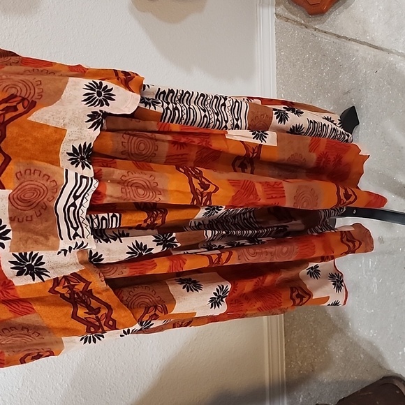 Chandni Bohemian Orange and Brown Maxi Dress - Picture 3 of 9